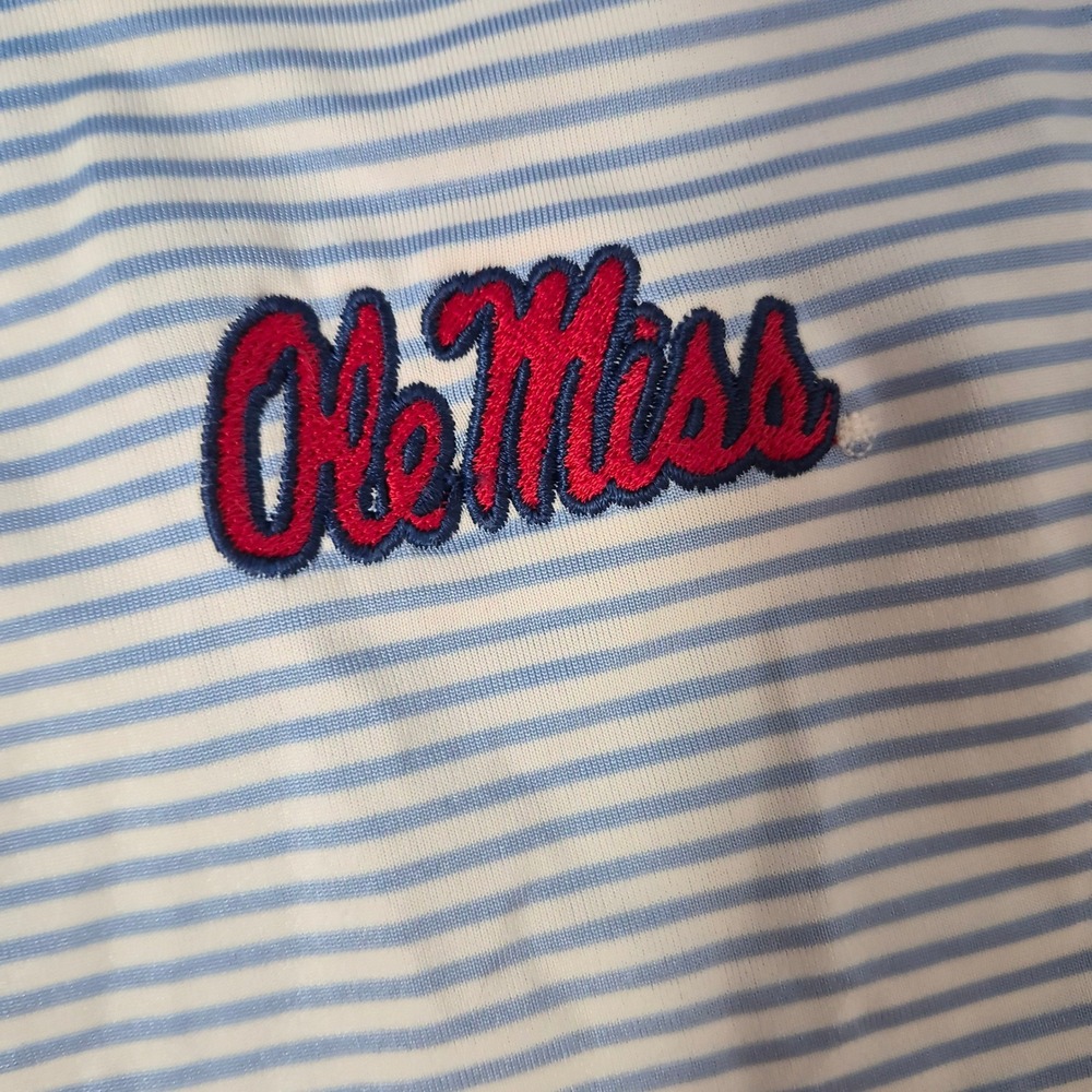 Ole Miss Rebels Nike Golf Mens XL Standard Dri-FIT Blue Striped Polo Shirt - Picture 4 of 10